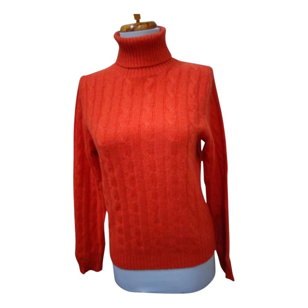 VGUC GRACE CASHMERE Mandarine 100% Cashmere Turtleneck Cableknit Sweater Size M